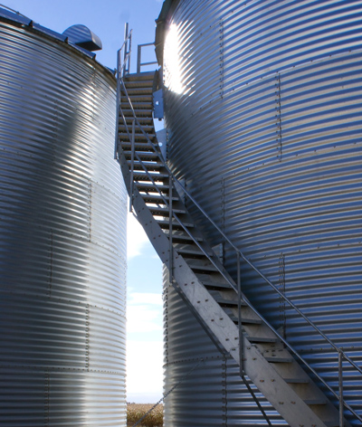 Image of spiral stairs for a grain bin